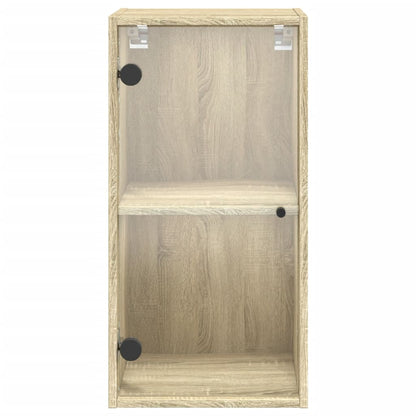 Wall Cabinet with Glass Doors Sonoma Oak 35x37x68.5 cm