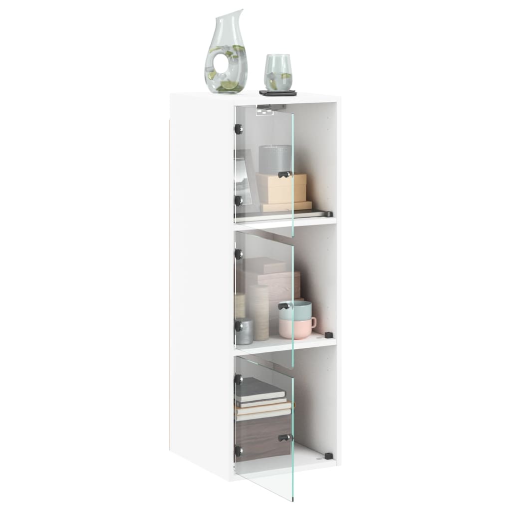 Wall Cabinet with Glass Doors White 35x37x100 cm