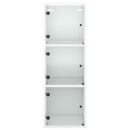 Wall Cabinet with Glass Doors White 35x37x100 cm