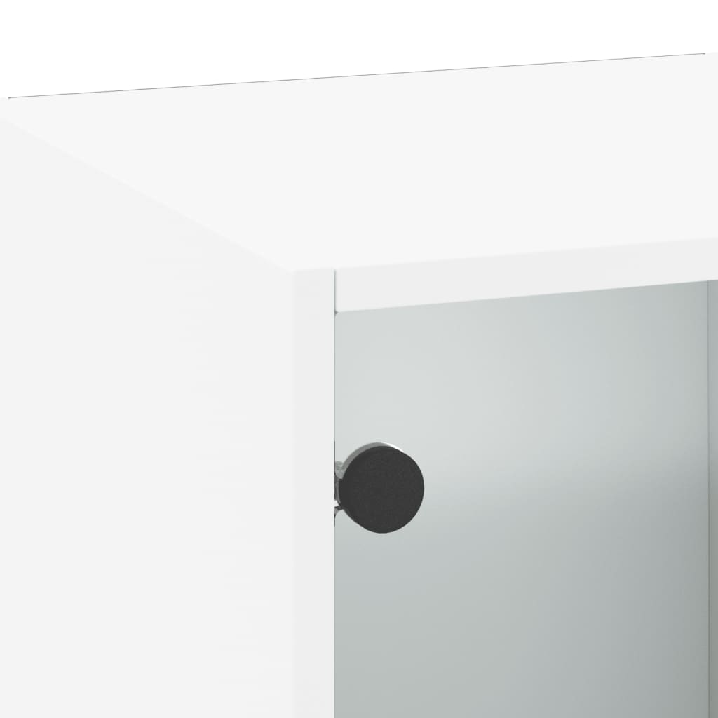 Wall Cabinet with Glass Doors White 35x37x100 cm