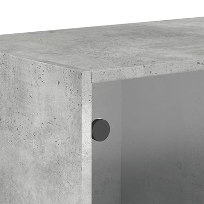 Wall Cabinet with Glass Doors Concrete Grey 68.5x37x35 cm