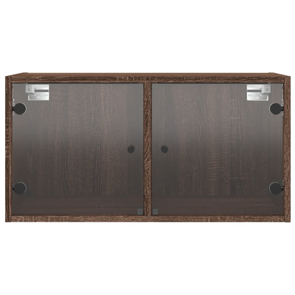 Wall Cabinet with Glass Doors Brown Oak 68.5x37x35 cm