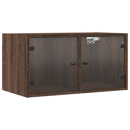 Wall Cabinets with Glass Doors 2 pcs Brown Oak 68.5x37x35 cm