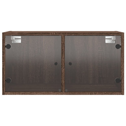 Wall Cabinets with Glass Doors 2 pcs Brown Oak 68.5x37x35 cm