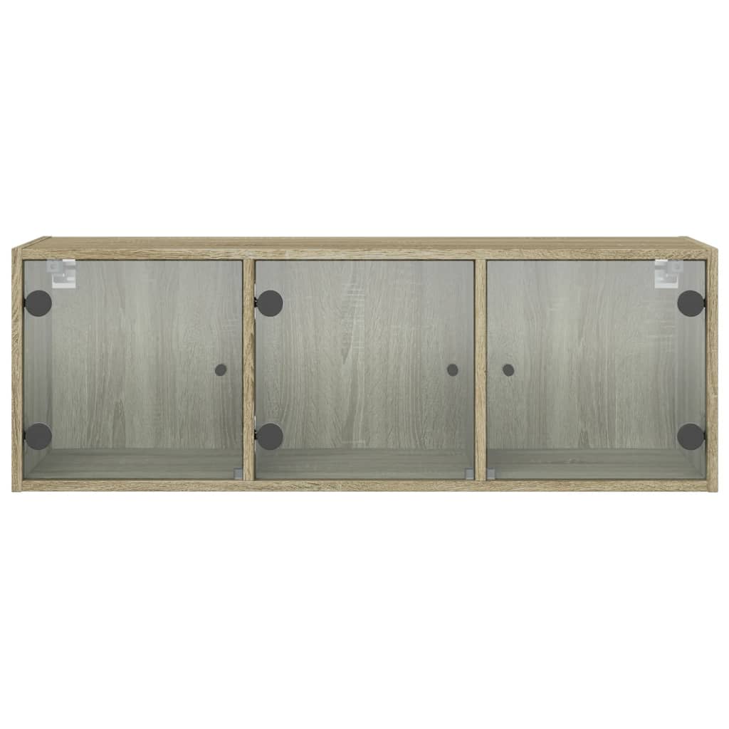 Wall Cabinet with Glass Doors Sonoma Oak 102x37x35 cm