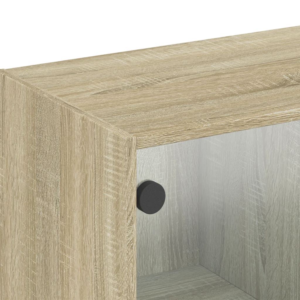 Wall Cabinet with Glass Doors Sonoma Oak 102x37x35 cm