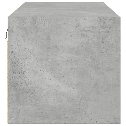 Wall Cabinet with Glass Doors Concrete Grey 102x37x35 cm