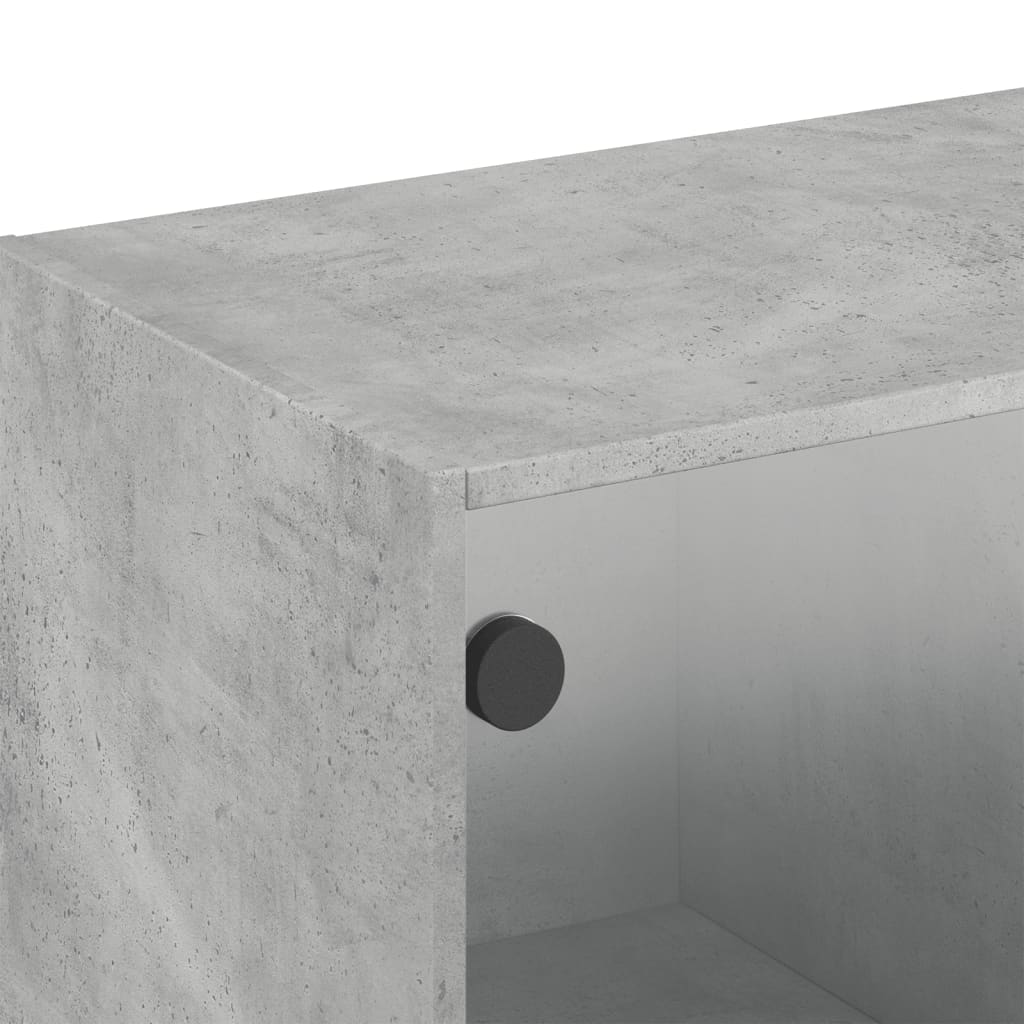 Wall Cabinet with Glass Doors Concrete Grey 102x37x35 cm