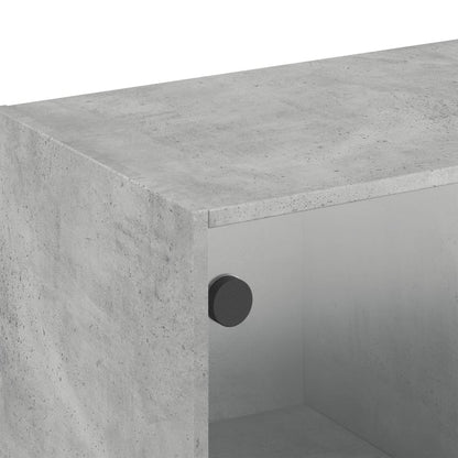 Wall Cabinet with Glass Doors Concrete Grey 102x37x35 cm