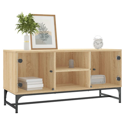 TV Cabinet with Glass Doors Sonoma Oak 102x37x50 cm