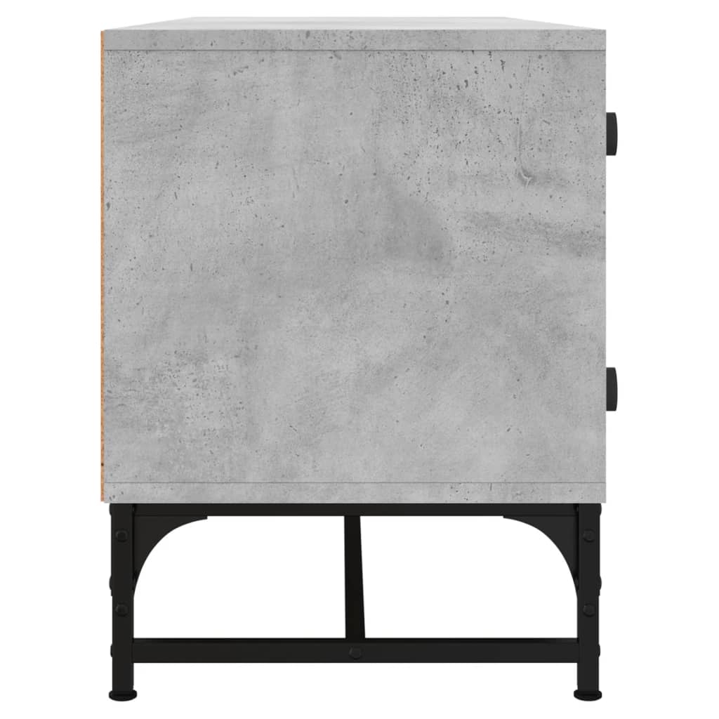 TV Cabinet with Glass Doors Concrete Grey 102x37x50 cm