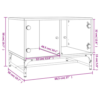 Coffee Table with Glass Doors Sonoma Oak 68.5x50x50 cm