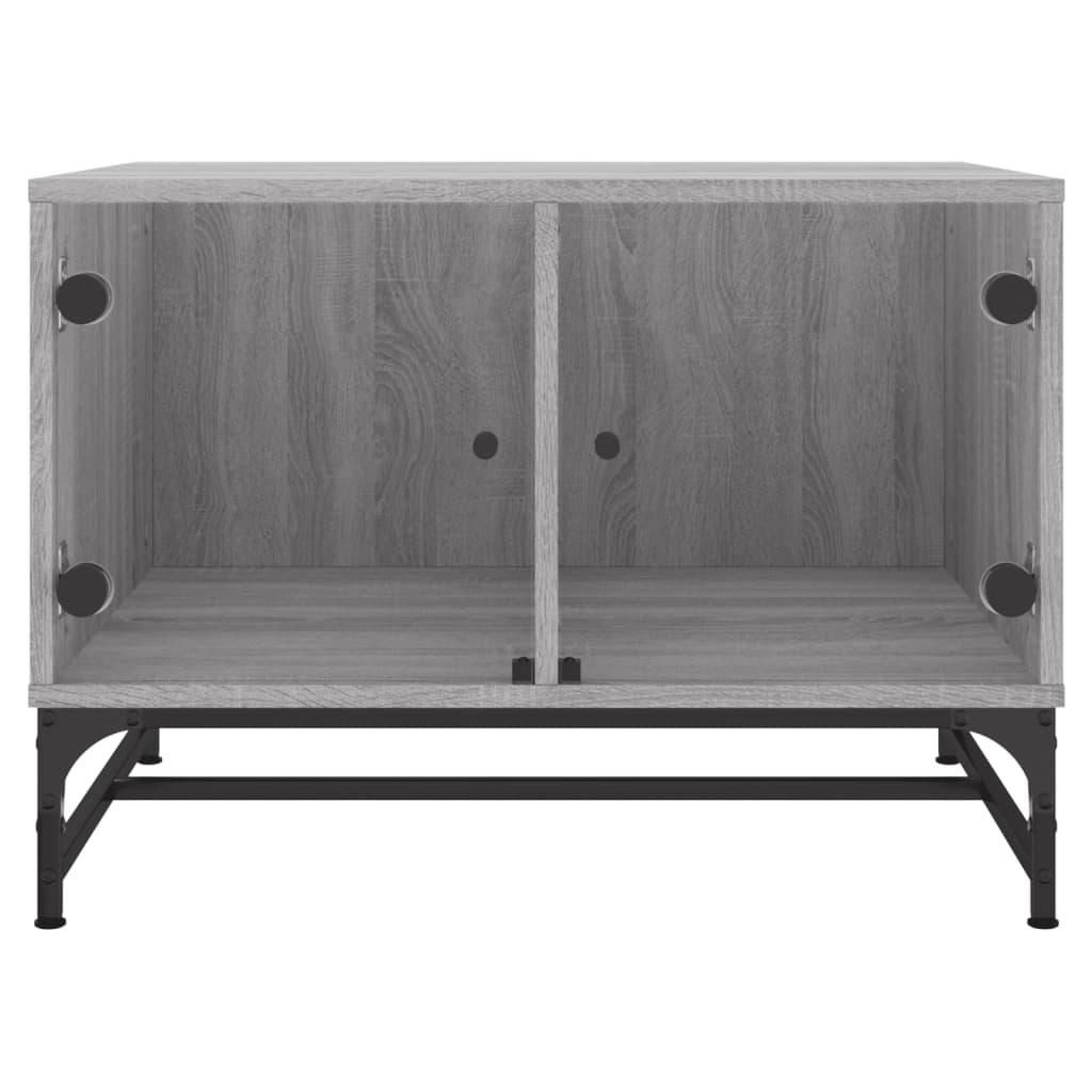 Coffee Table with Glass Doors Grey Sonoma 68.5x50x50 cm