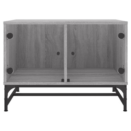 Coffee Table with Glass Doors Grey Sonoma 68.5x50x50 cm