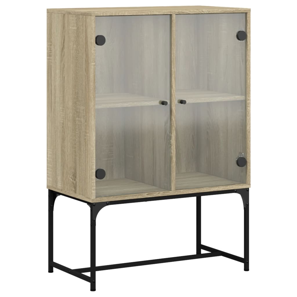 Side Cabinet with Glass Doors Sonoma Oak 69x37x100 cm