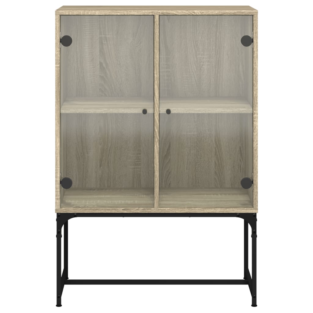 Side Cabinet with Glass Doors Sonoma Oak 69x37x100 cm