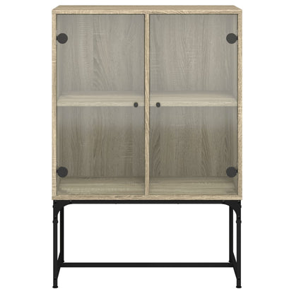 Side Cabinet with Glass Doors Sonoma Oak 69x37x100 cm