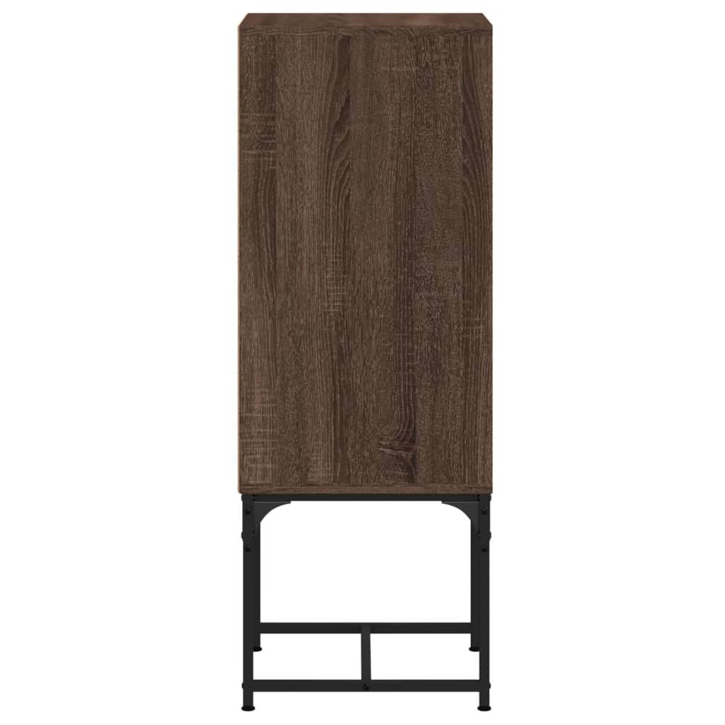 Side Cabinet with Glass Doors Brown Oak 35x37x100 cm