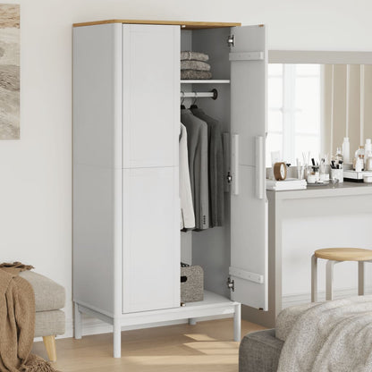 Wardrobe FLORO White 77x53x171 cm Solid Wood Pine