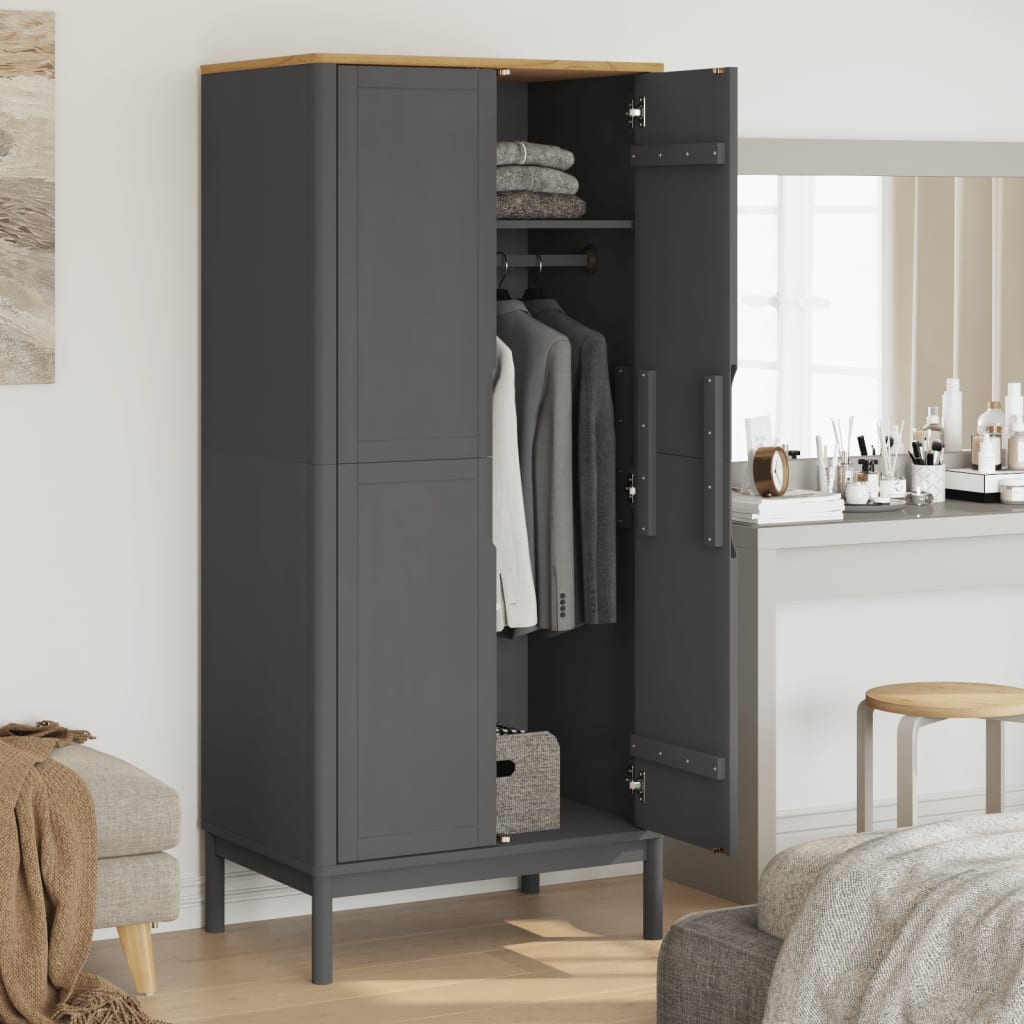 Wardrobe FLORO Grey 77x53x171 cm Solid Wood Pine