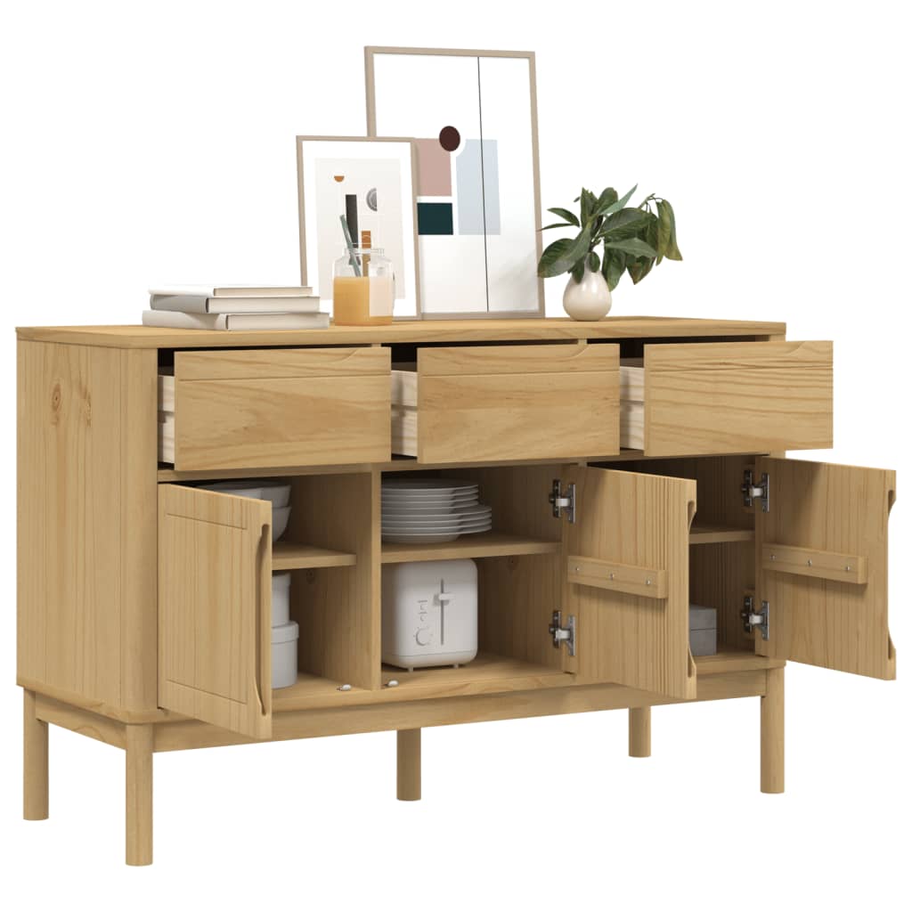 Sideboard FLORO Wax Brown 114x43x74 cm Solid Wood Pine