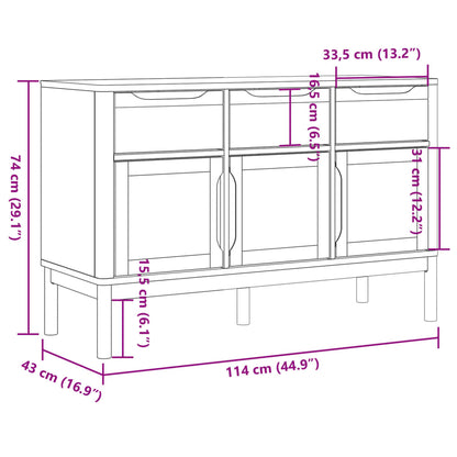 Sideboard FLORO Wax Brown 114x43x74 cm Solid Wood Pine