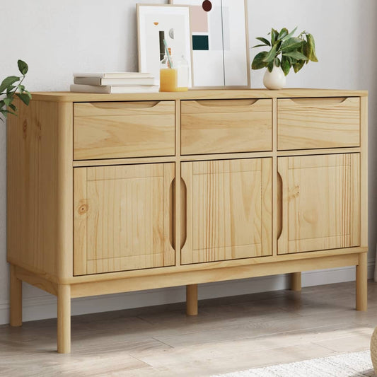 Sideboard FLORO Wax Brown 114x43x74 cm Solid Wood Pine