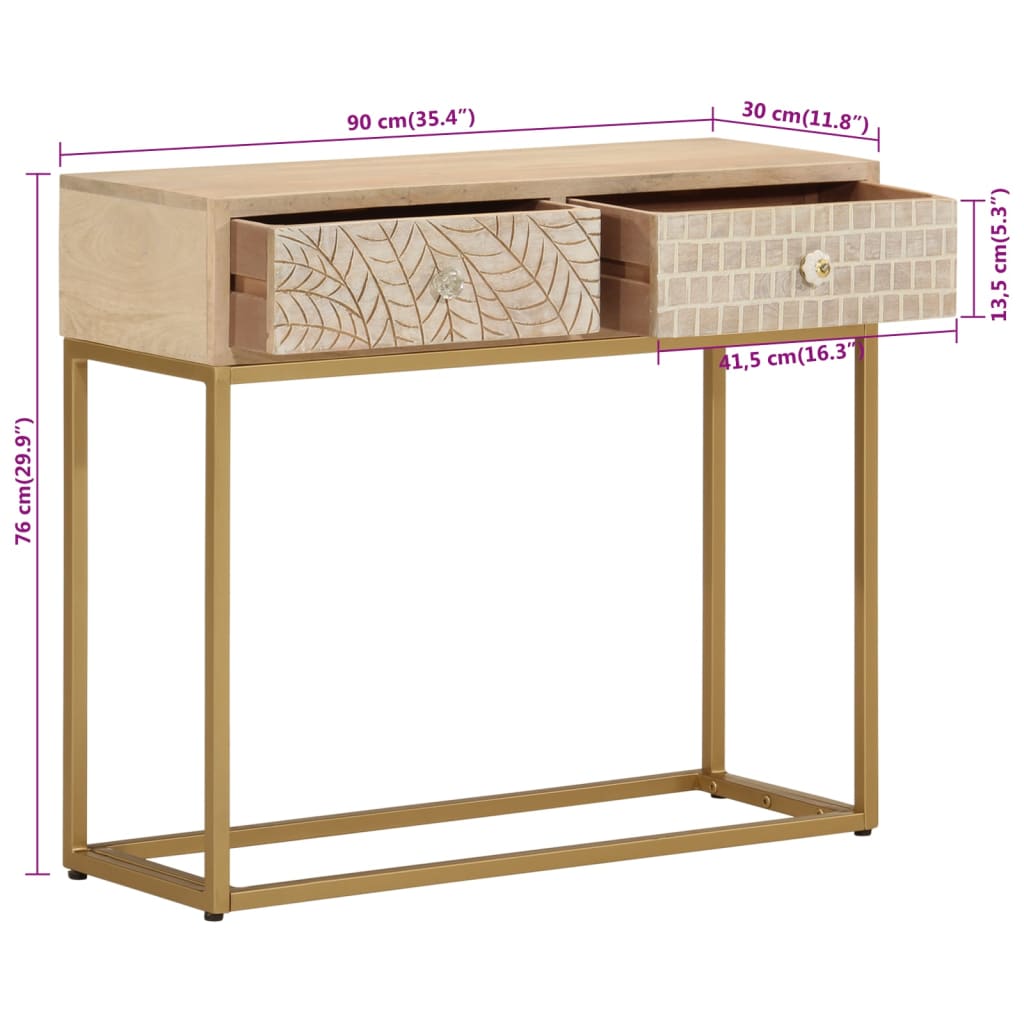 Console Table 90x30x76 cm Solid Wood Mango and Iron