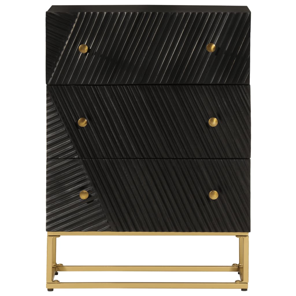 Chest of Drawers Black 55x30x76 cm Solid Wood Mango and Iron