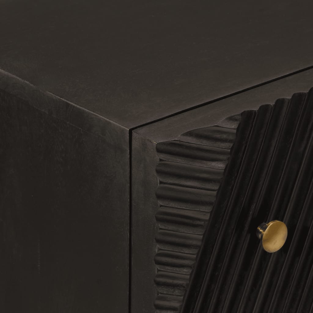 Chest of Drawers Black 55x30x76 cm Solid Wood Mango and Iron