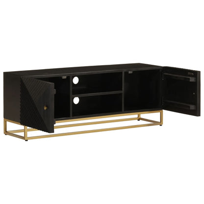 TV Cabinet Black 110x30x40 cm Solid Wood Mango and Iron