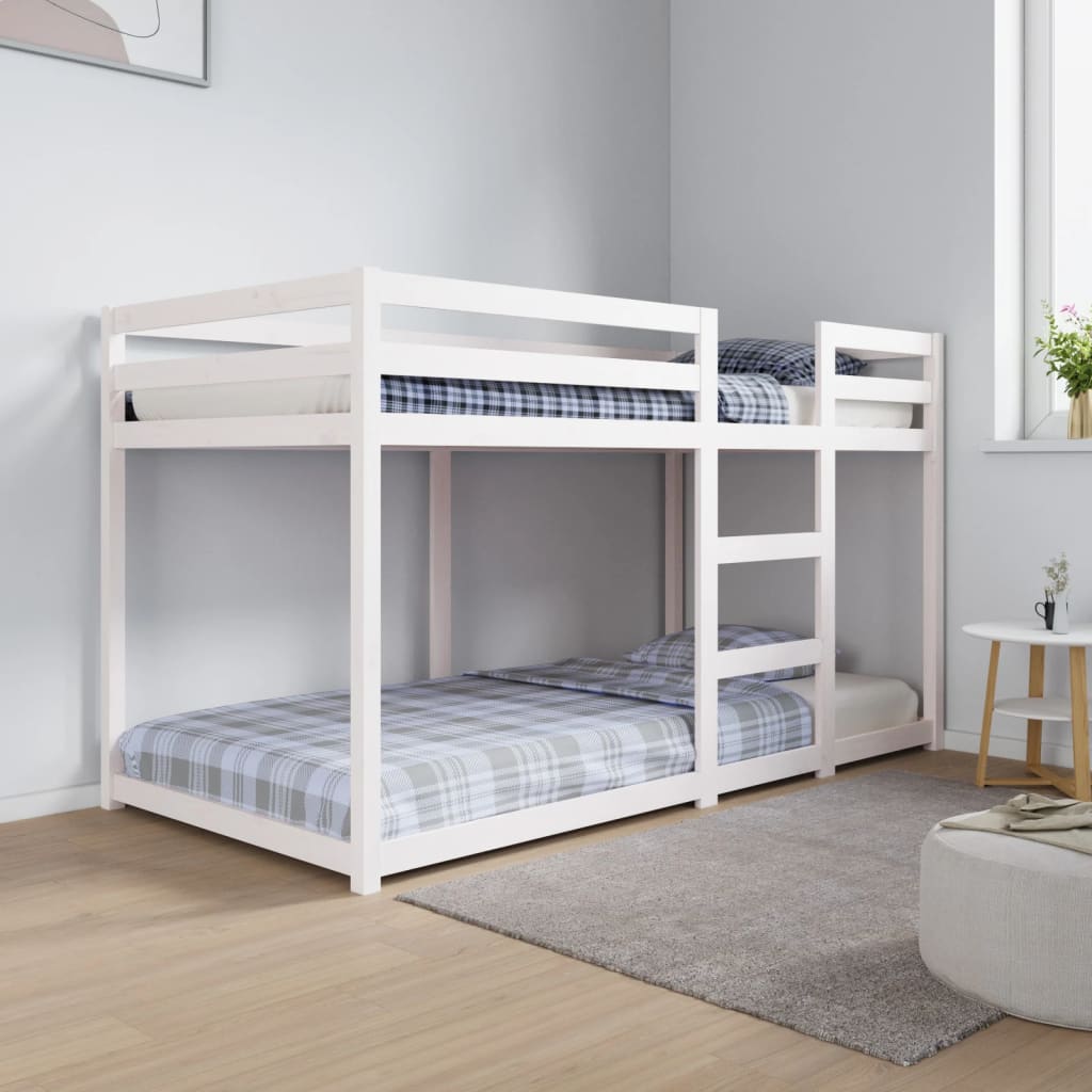 Bunk Bed without Mattress White 90x190 cm Single Solid Wood Pine