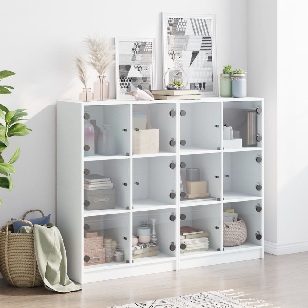 Bookcase with Doors White 136x37x109 cm Engineered Wood