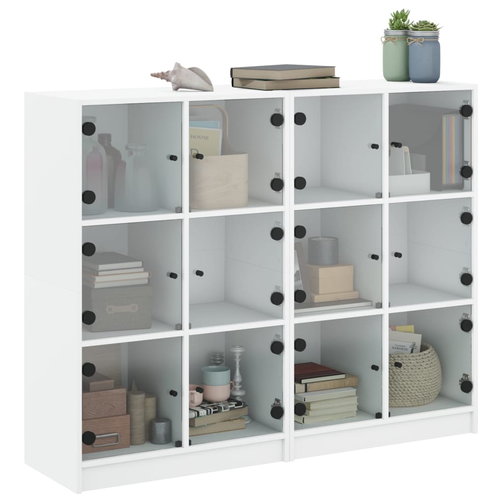 Bookcase with Doors White 136x37x109 cm Engineered Wood