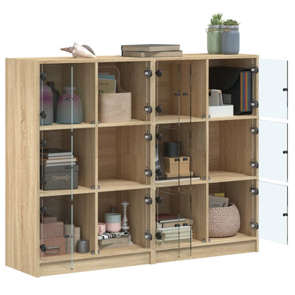 Bookcase with Doors Sonoma Oak 136x37x109 cm Engineered Wood