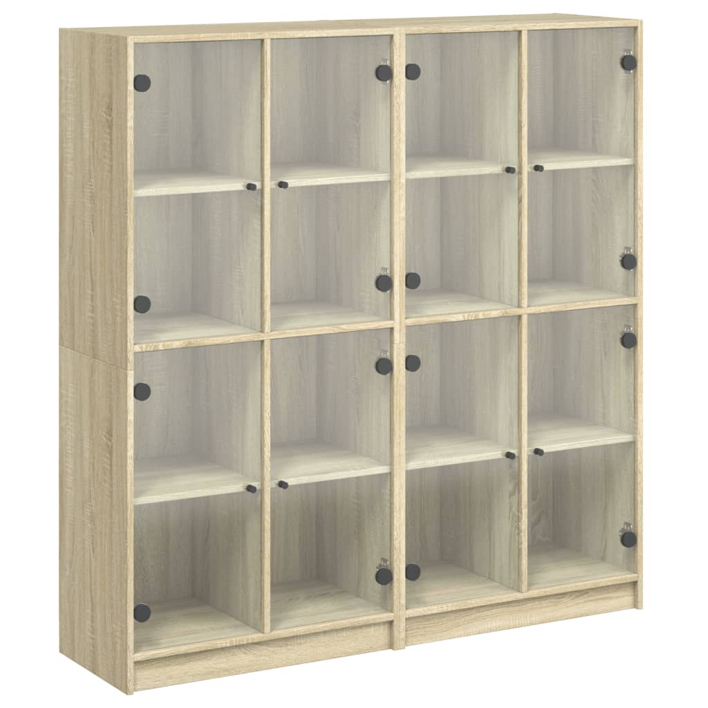 Bookcase with Doors Sonoma Oak 136x37x142 cm Engineered Wood