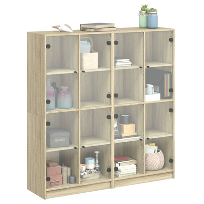 Bookcase with Doors Sonoma Oak 136x37x142 cm Engineered Wood