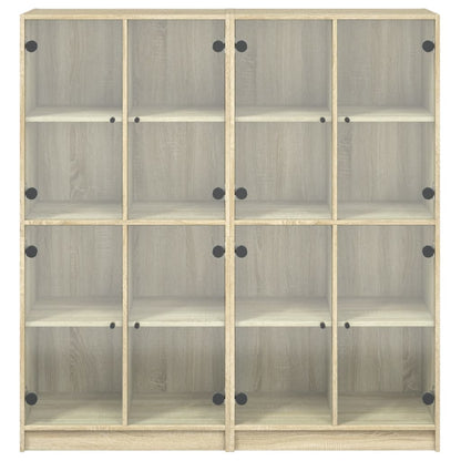 Bookcase with Doors Sonoma Oak 136x37x142 cm Engineered Wood