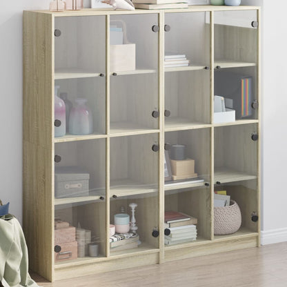 Bookcase with Doors Sonoma Oak 136x37x142 cm Engineered Wood