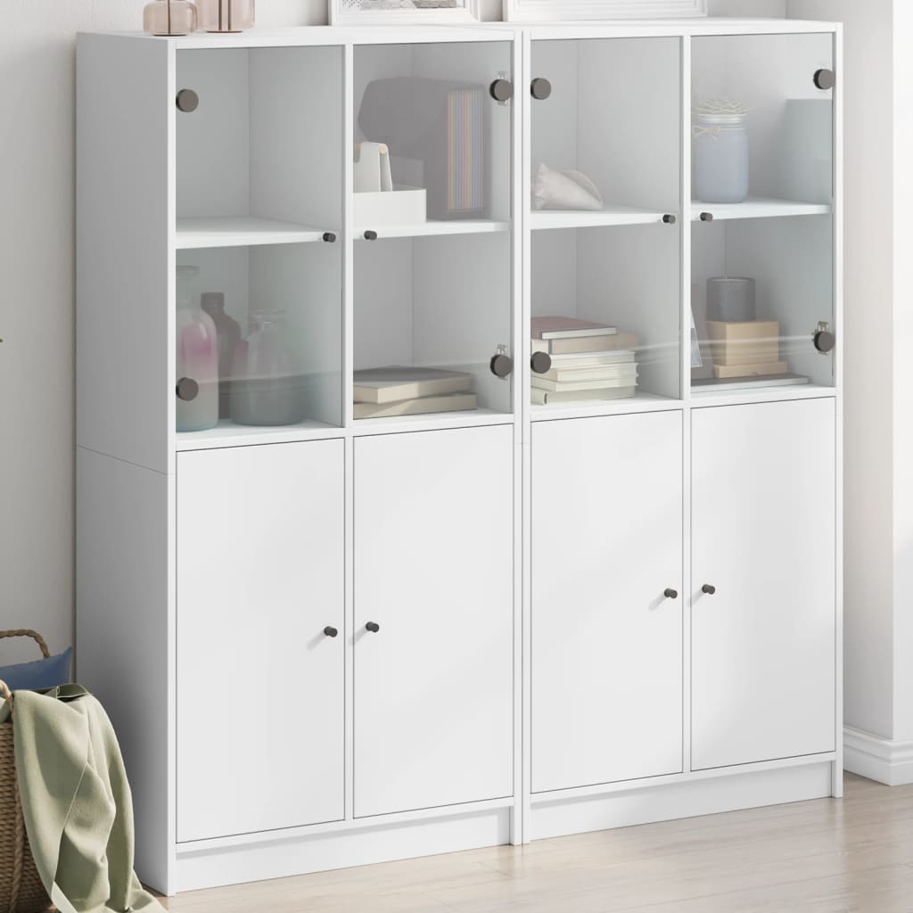 Bookcase with Doors White 136x37x142 cm Engineered Wood