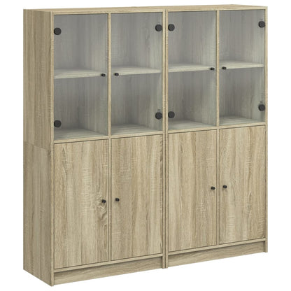 Bookcase with Doors Sonoma Oak 136x37x142 cm Engineered Wood