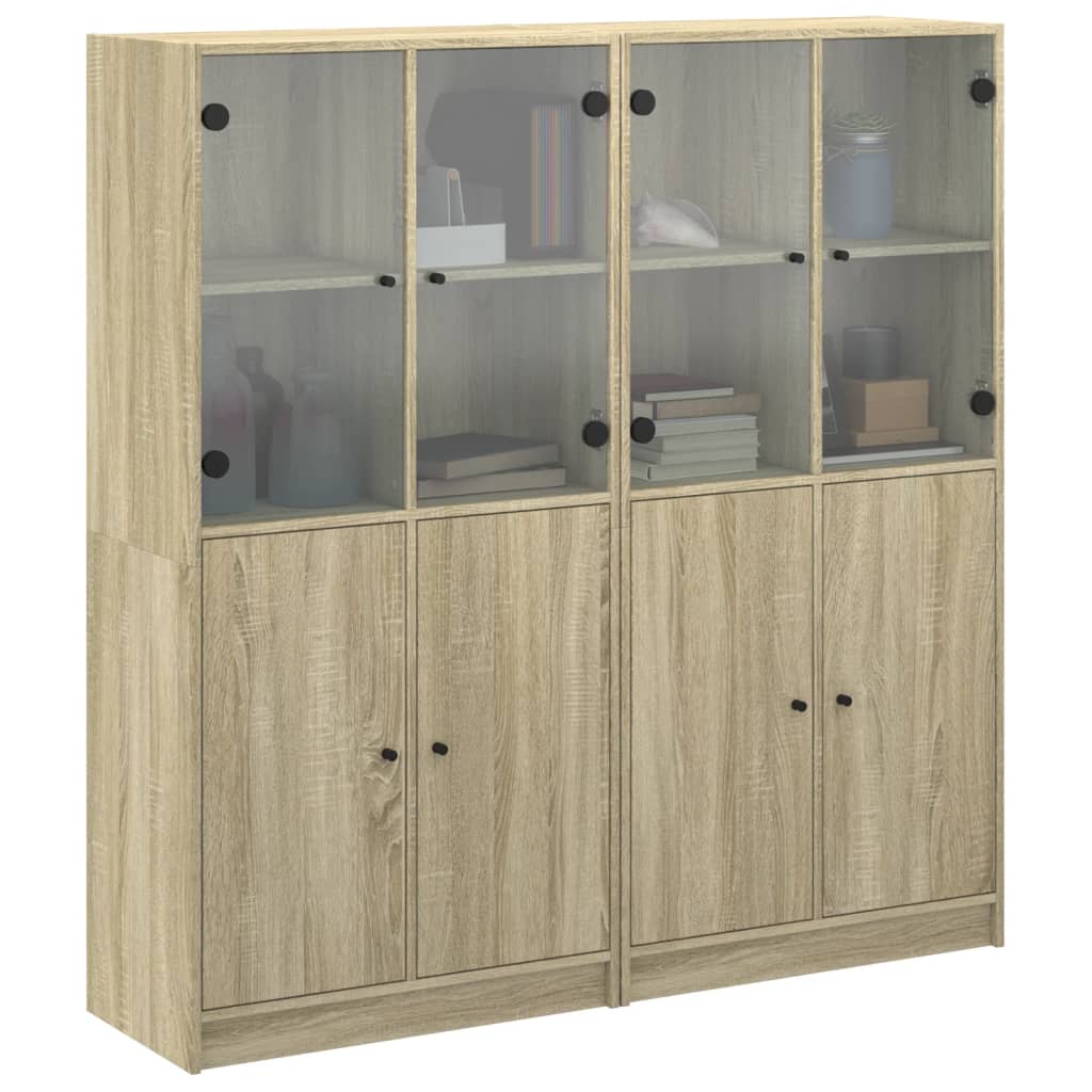 Bookcase with Doors Sonoma Oak 136x37x142 cm Engineered Wood