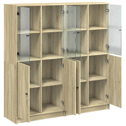 Bookcase with Doors Sonoma Oak 136x37x142 cm Engineered Wood