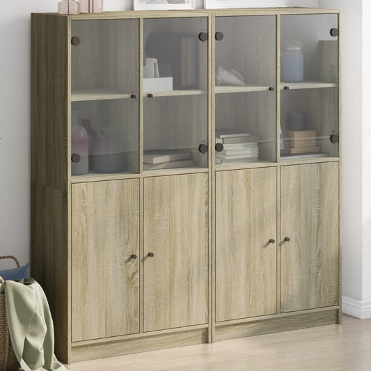 Bookcase with Doors Sonoma Oak 136x37x142 cm Engineered Wood