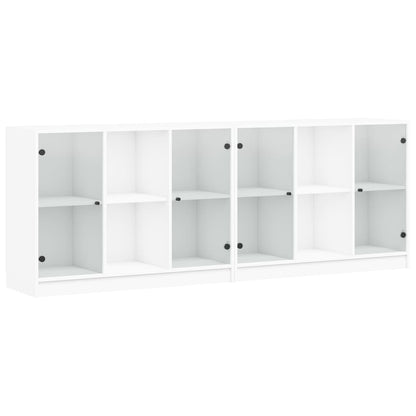 Bookcase with Doors White 204x37x75 cm Engineered Wood