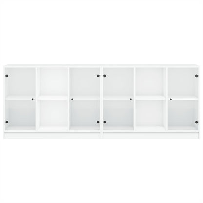 Bookcase with Doors White 204x37x75 cm Engineered Wood