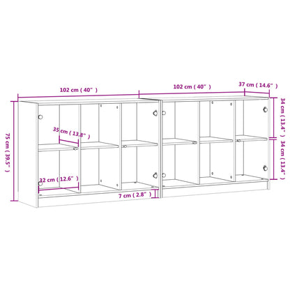 Bookcase with Doors Sonoma Oak 204x37x75 cm Engineered Wood