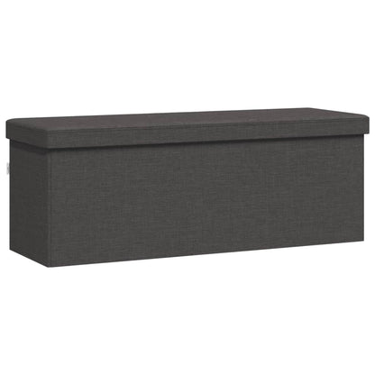 Storage Bench Foldable Dark Grey Faux Linen