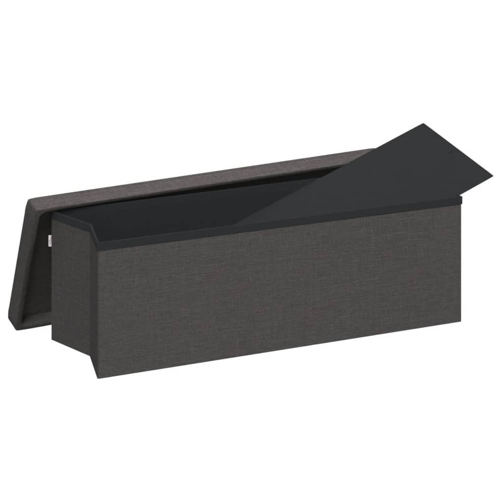 Storage Bench Foldable Dark Grey Faux Linen