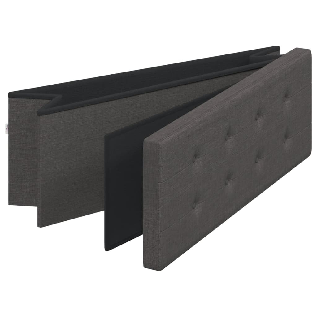 Storage Bench Foldable Dark Grey Faux Linen